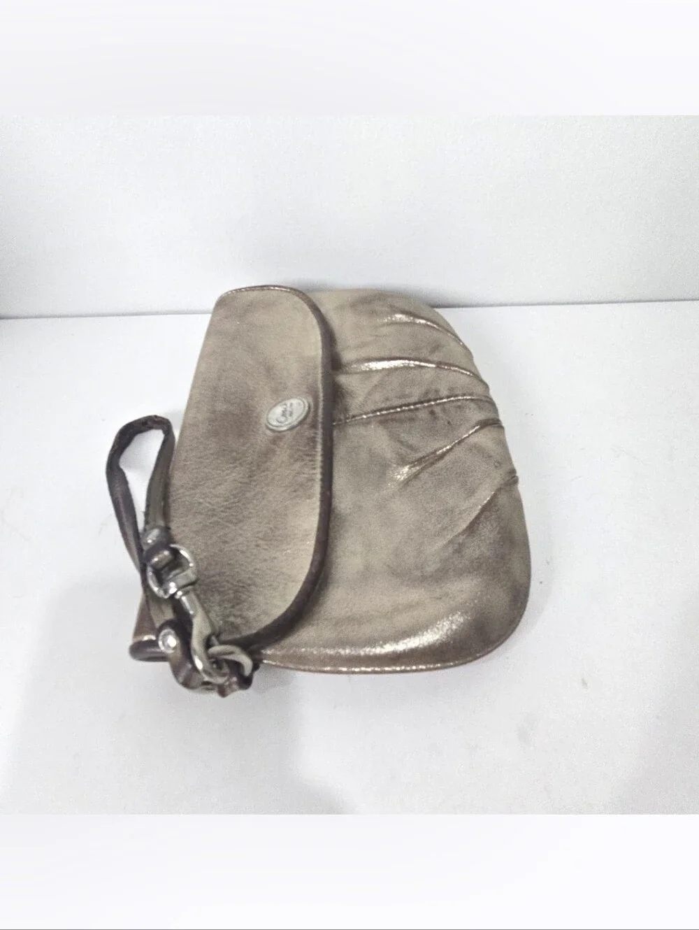 Coach Burnished Metallic Gold Wristlet Clutch
